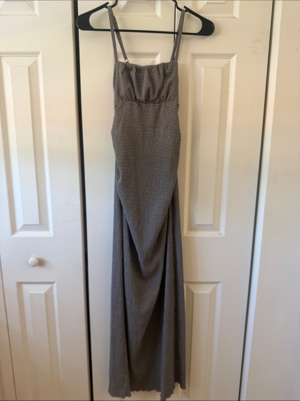 wild fable Gray Gingham Maxi Slip Dress with Spaghetti Straps